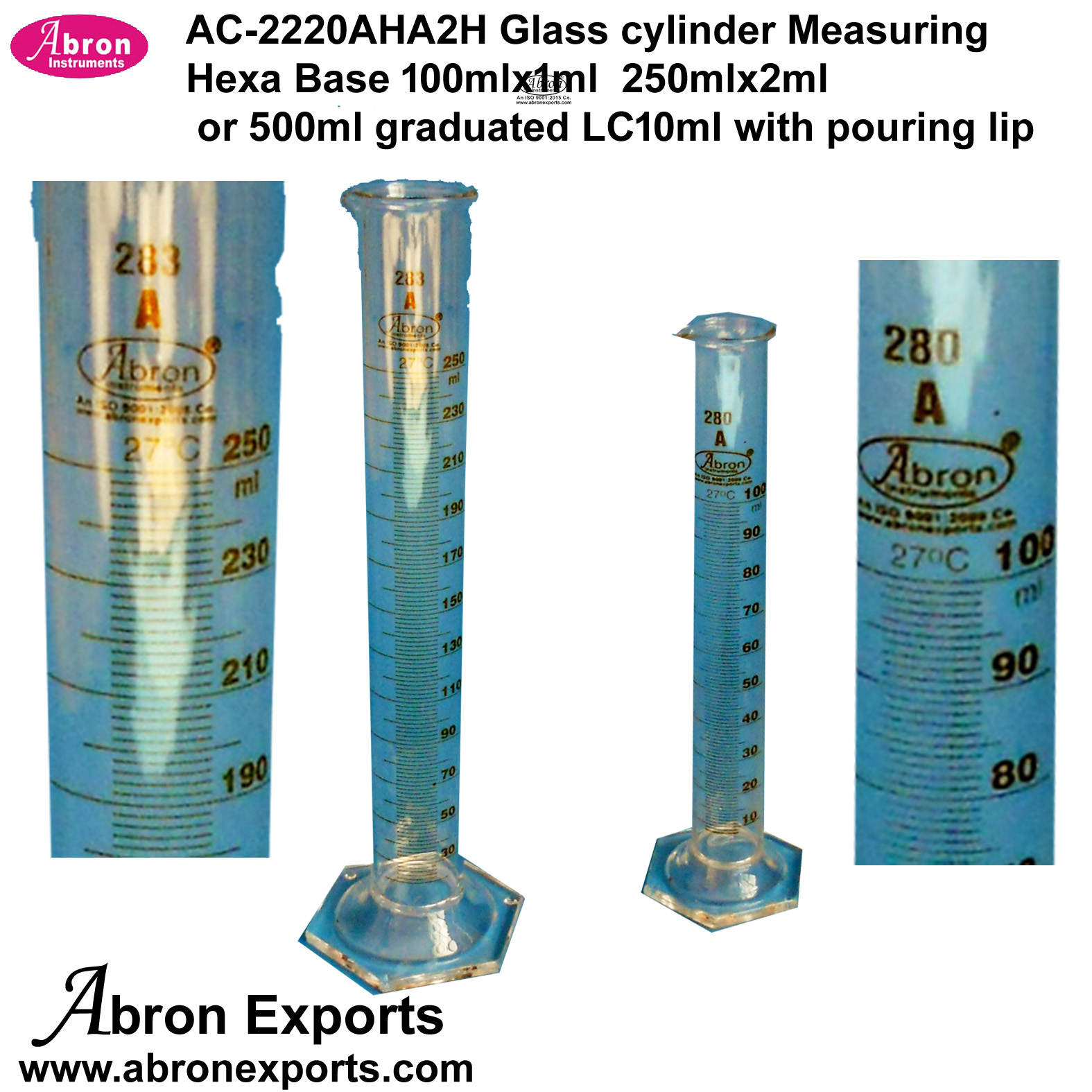 Measuring cylinder glass hexagonal base 50ml 10ML 25ML 10ML 250ml cylinder measuring 10PC Abron AC-428BH50